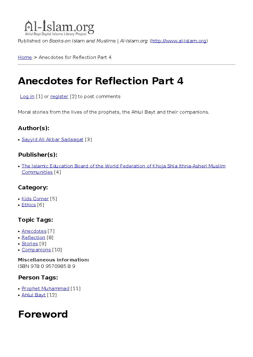 Anecdotes For Reflection - Part 4