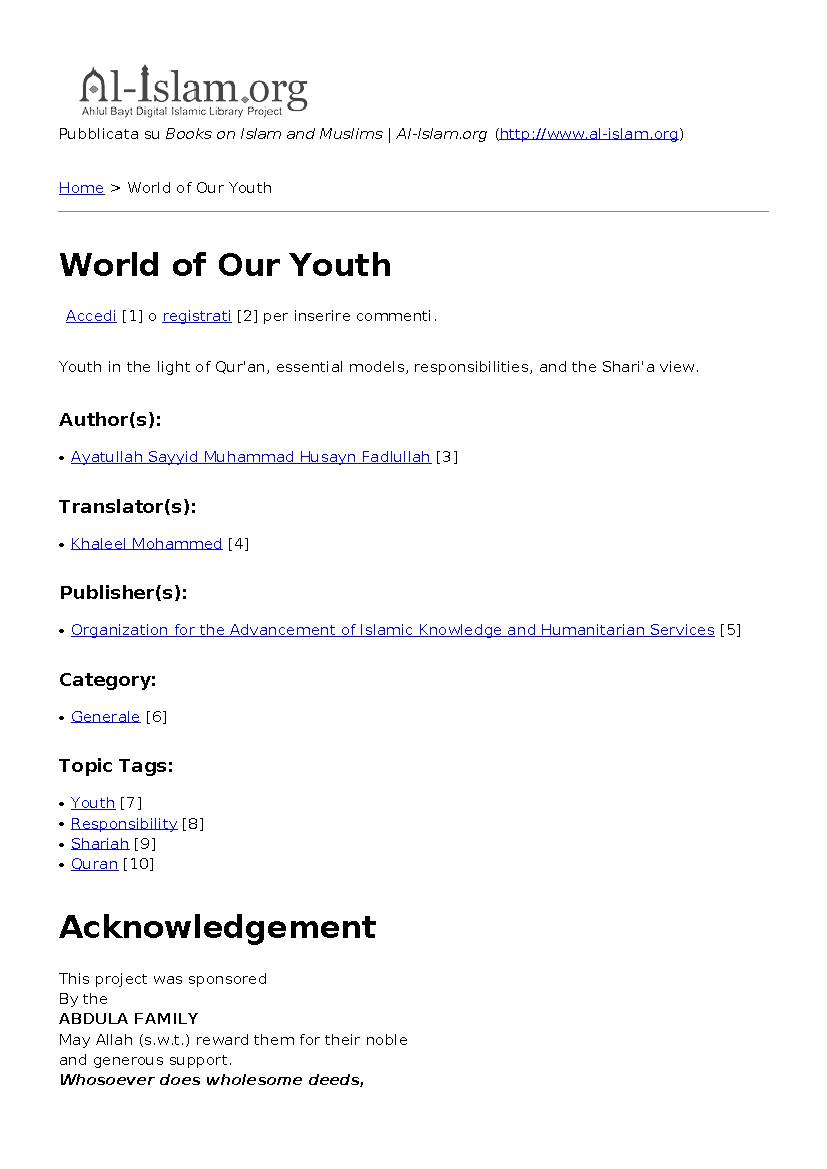 World Of Our Youth