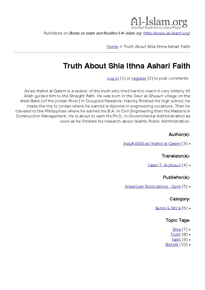 Truth About Shia Ithna Ashari Faith
