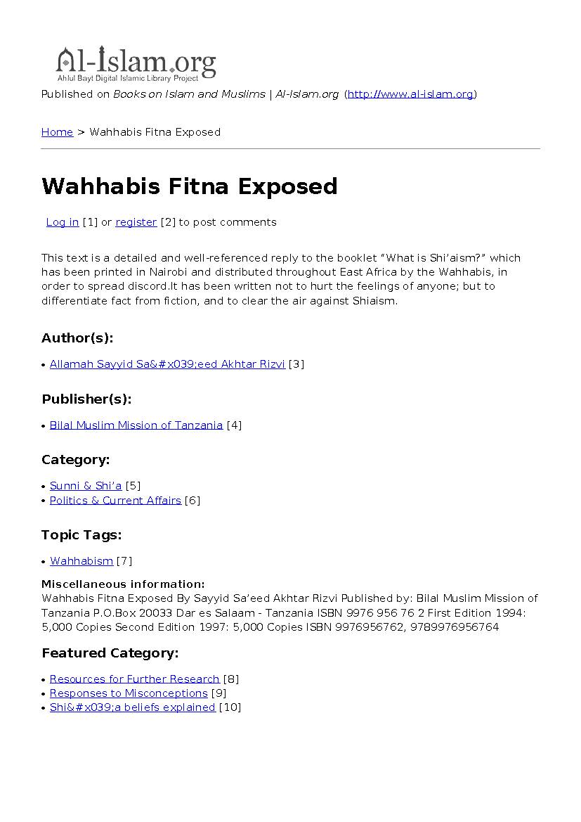 Wahhabis Fitna Exposed