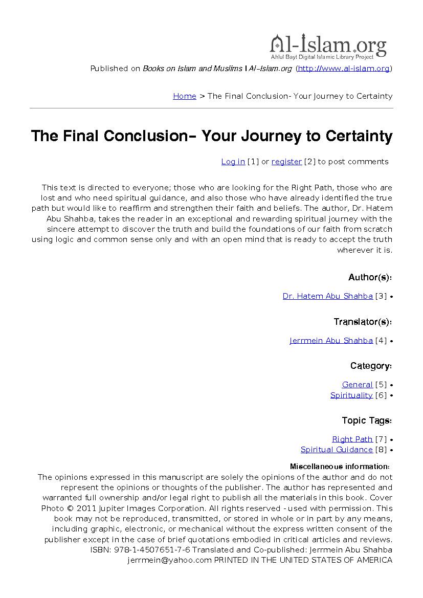 The Final Conclusion- Your Journey to Certainty