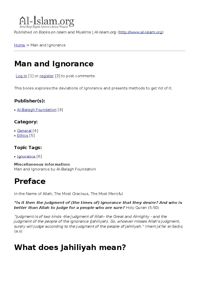 Man and Ignorance