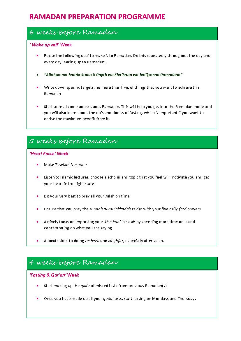 Ramadan Preparation Programm
