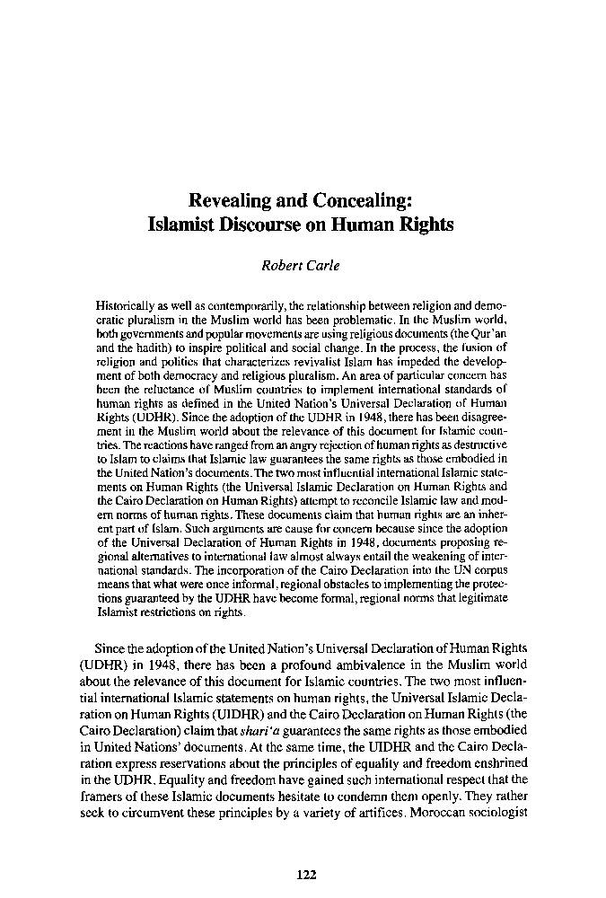 Revealing and Concealing: Islamist Discourse on Human Rights