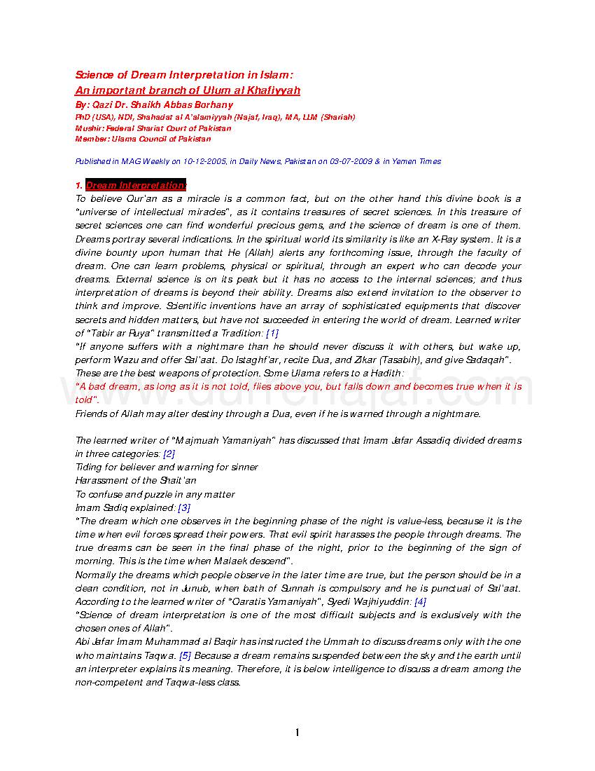 Science of Dream Interpretation In Islam
