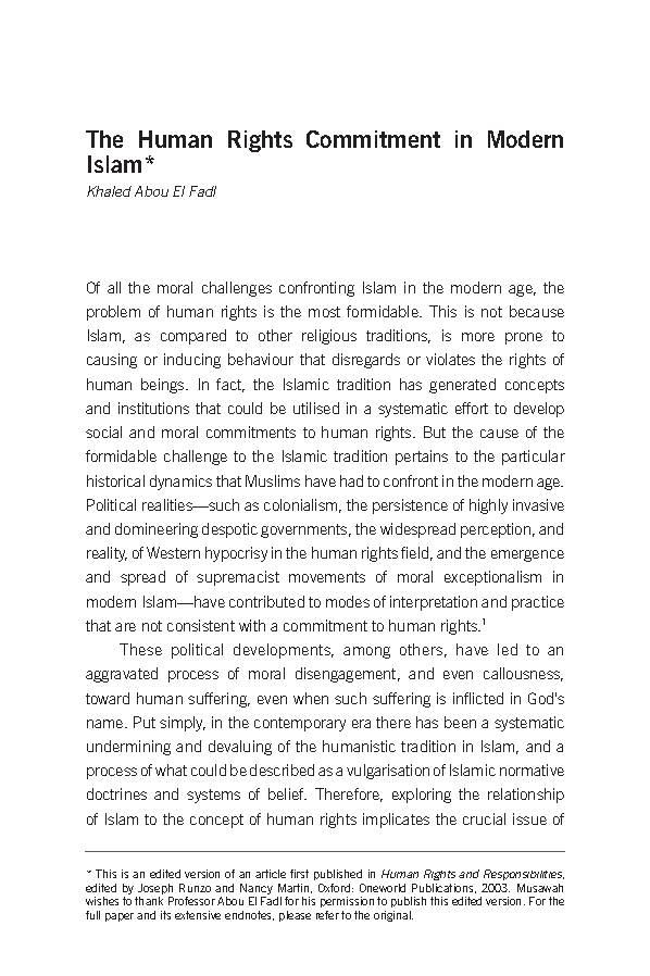 The Human Rights Commitment in Modern Islam