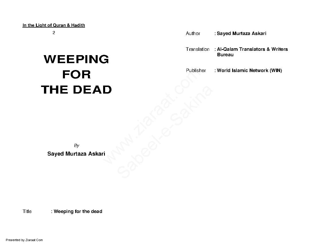Weeping For The Dead