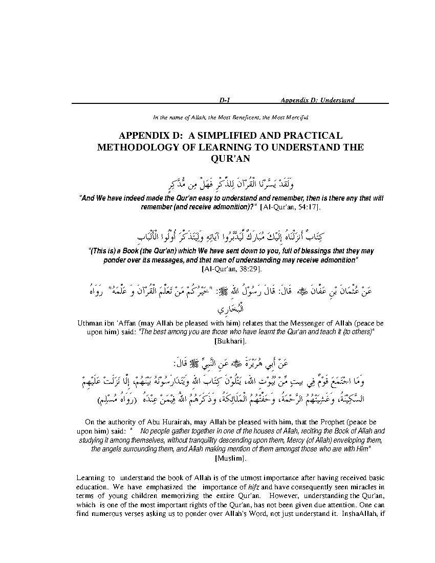 Practical Methodology of Leaning Understand the Quran