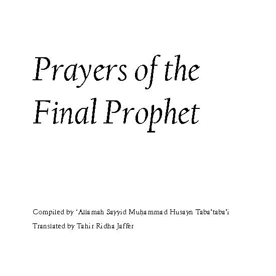 Prayers Of The Last Prophet
