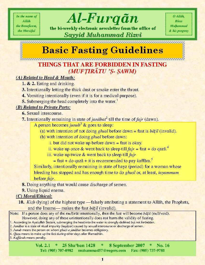 Basic Fasting Guidelines