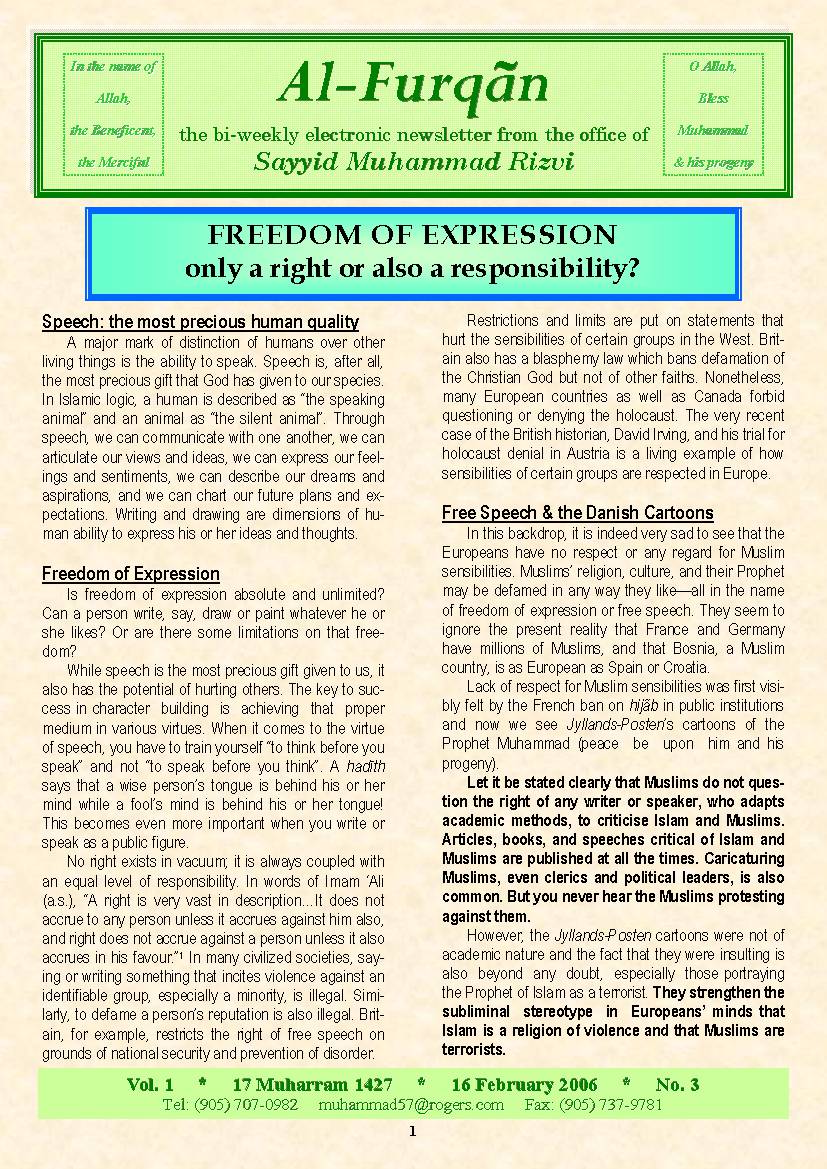 Freedom Of Expression Only A Right Or Also A Responsibility