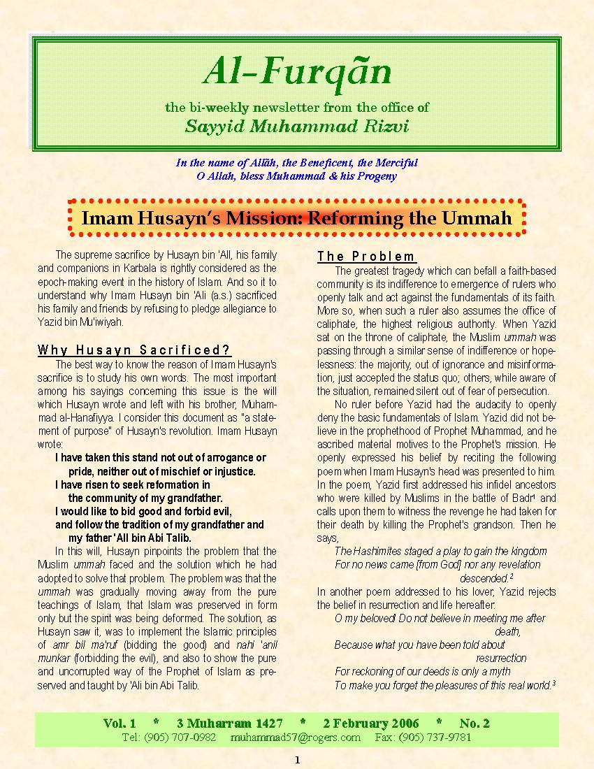 Imam Husayn’s Mission Reforming The Ummah