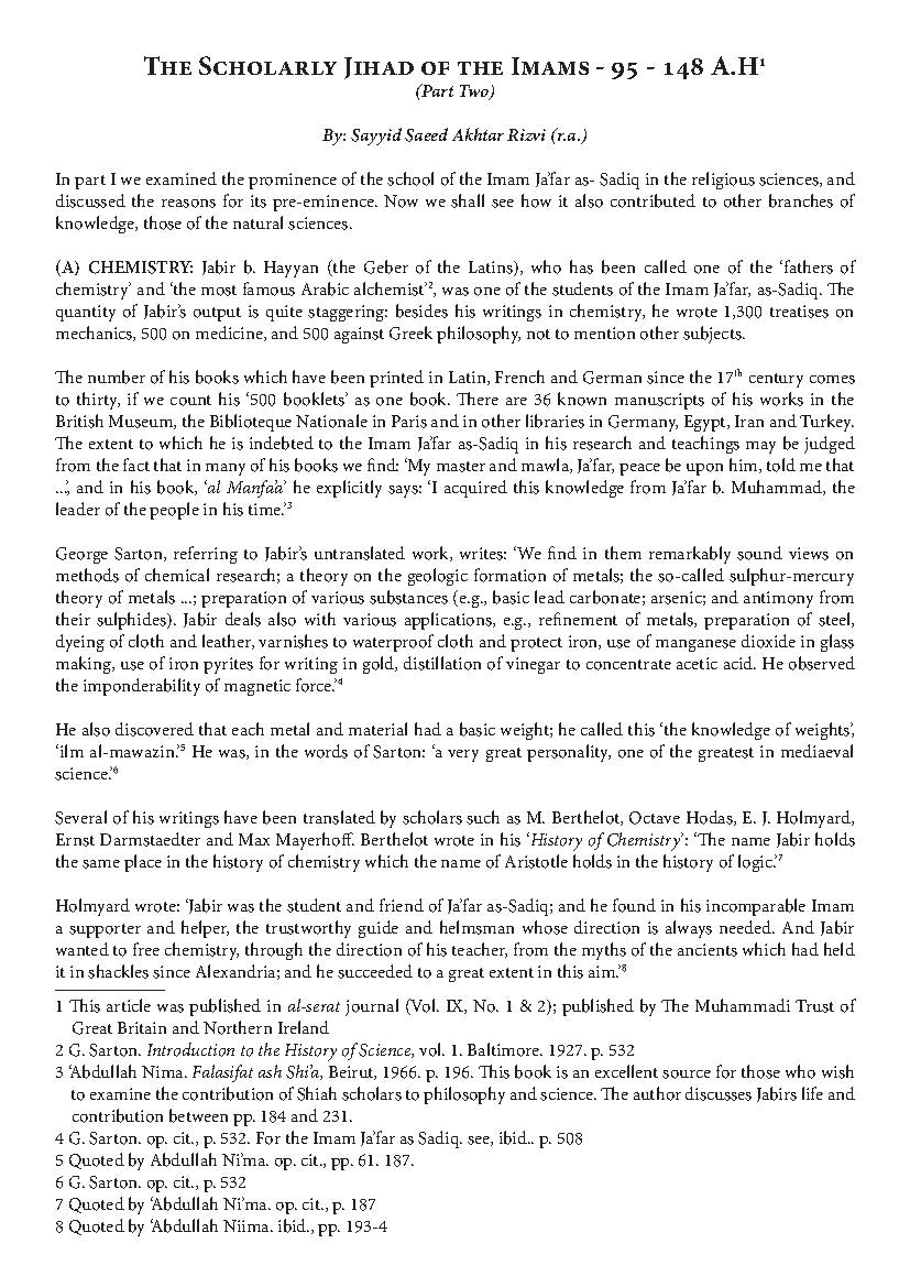 The Scholarly Jihad Of The Imams 95 148 A.H1-Part Two