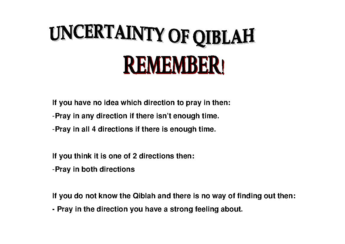 Uncertainty Of Qiblah Remember