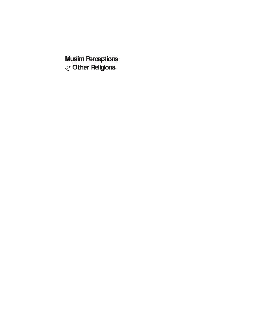 Muslim Perceptions Of Other Religions