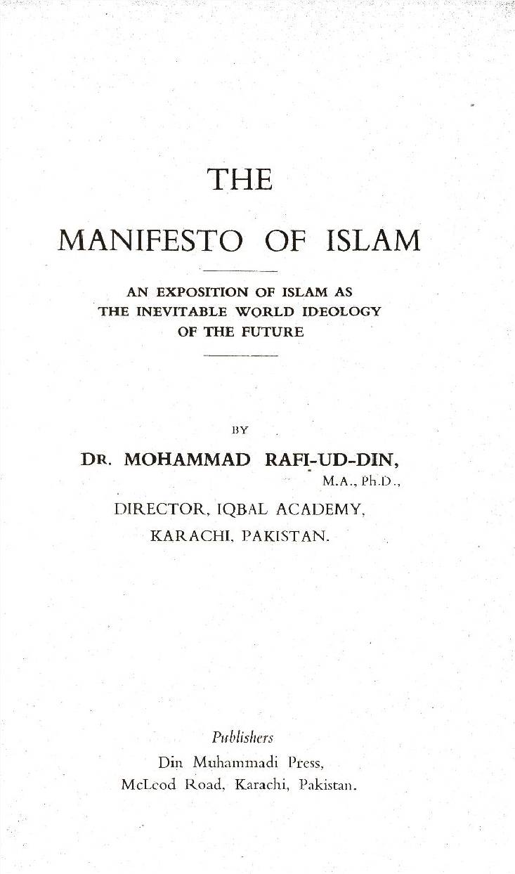 The Manifesto of Islam