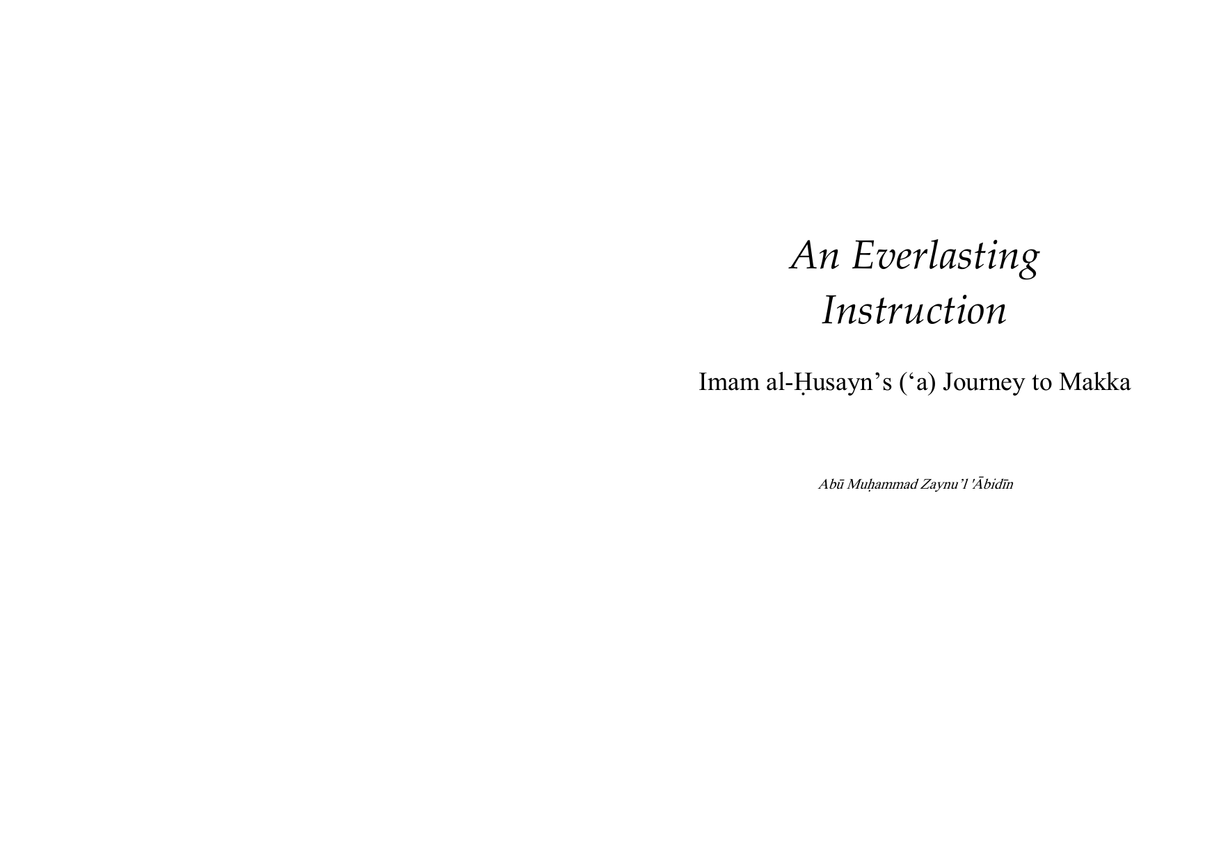 An Everlasting Instruction