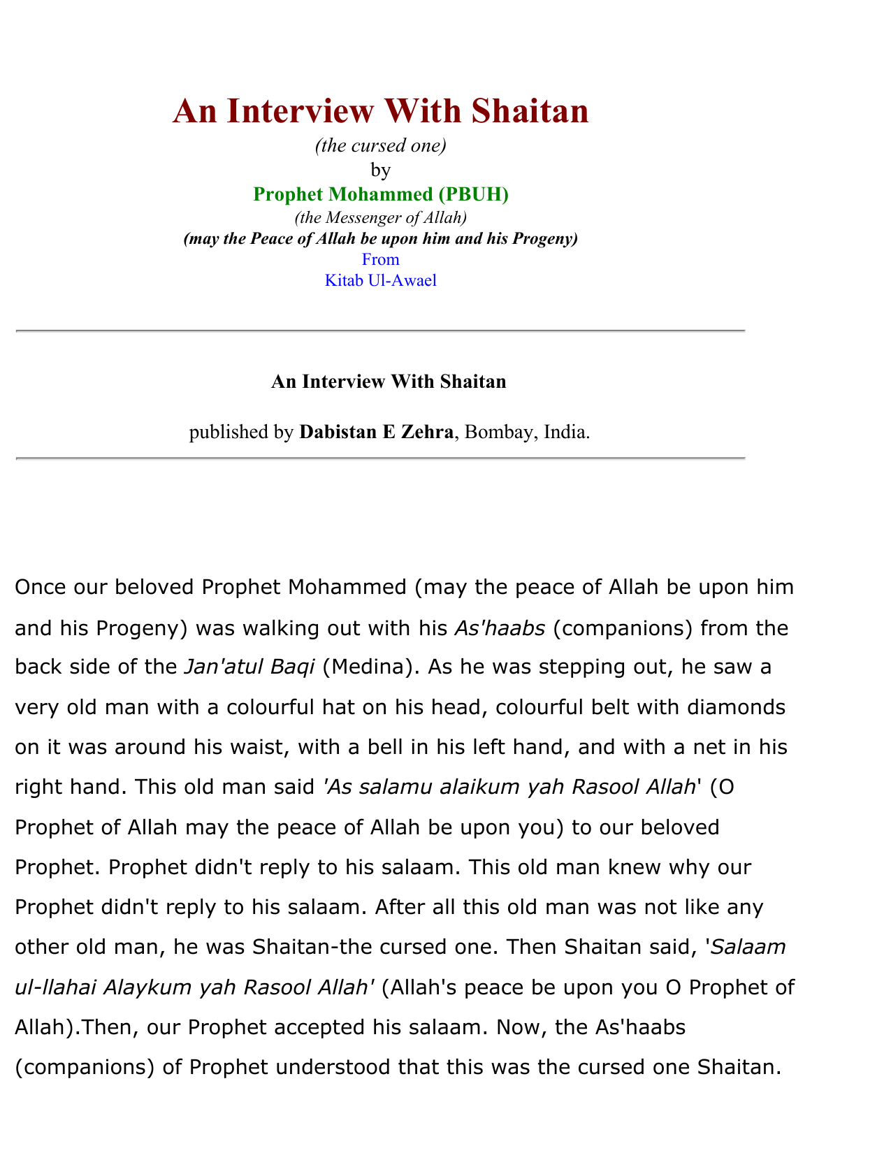 An Interview With Shaitan