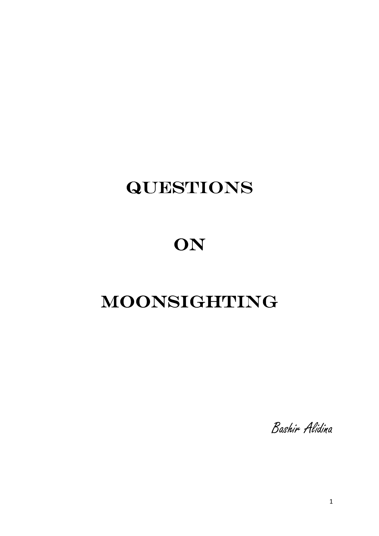Question on Moonsighting