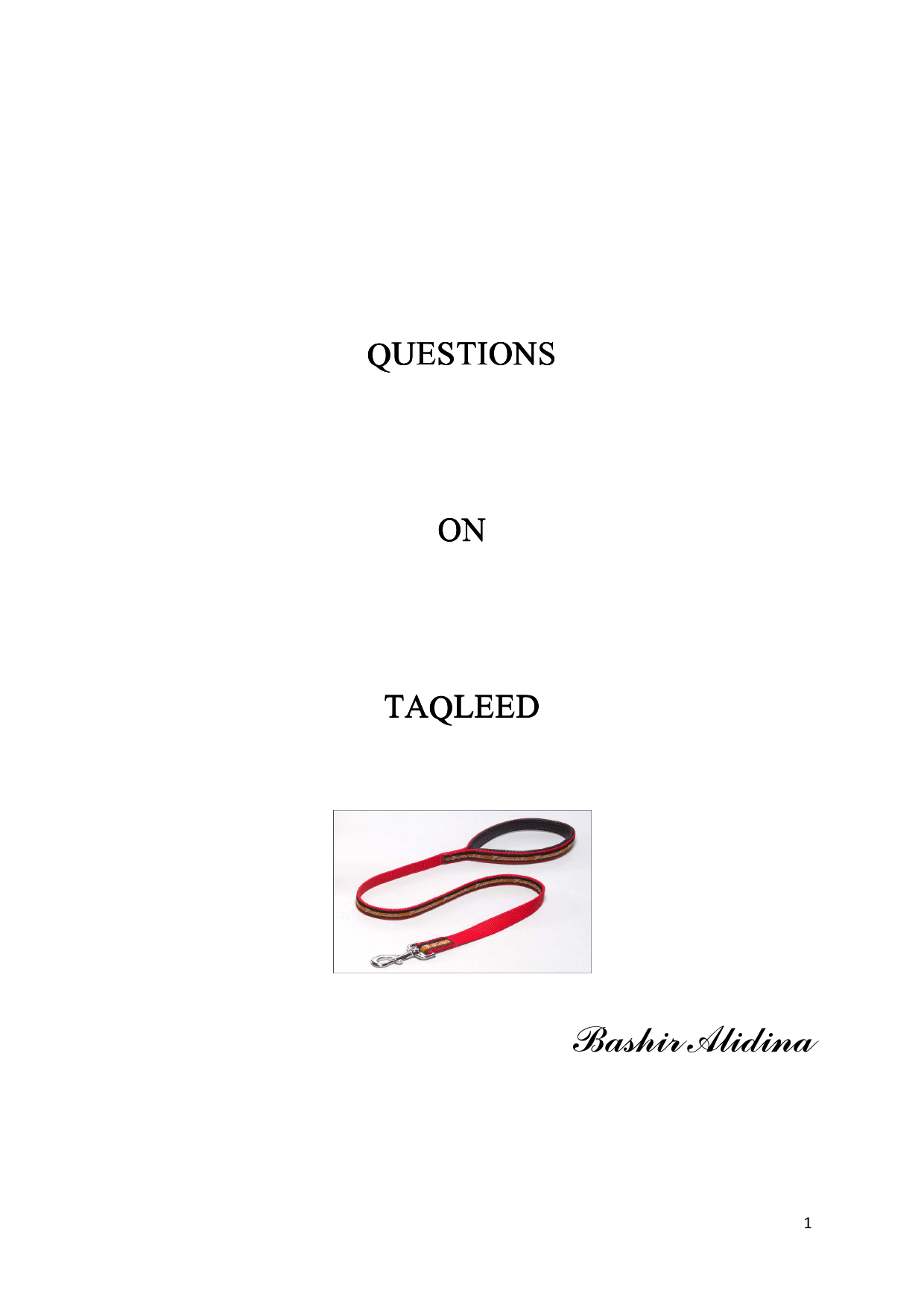 Questions On  Taqleed
