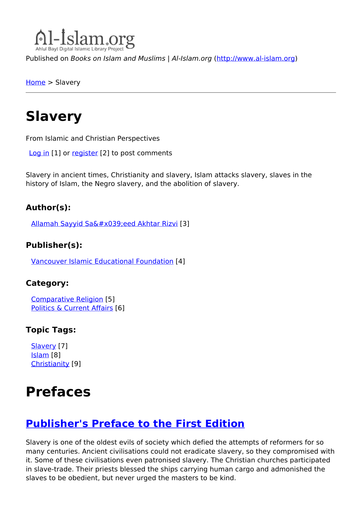 Slavery From Islamic And Christian Perspectives