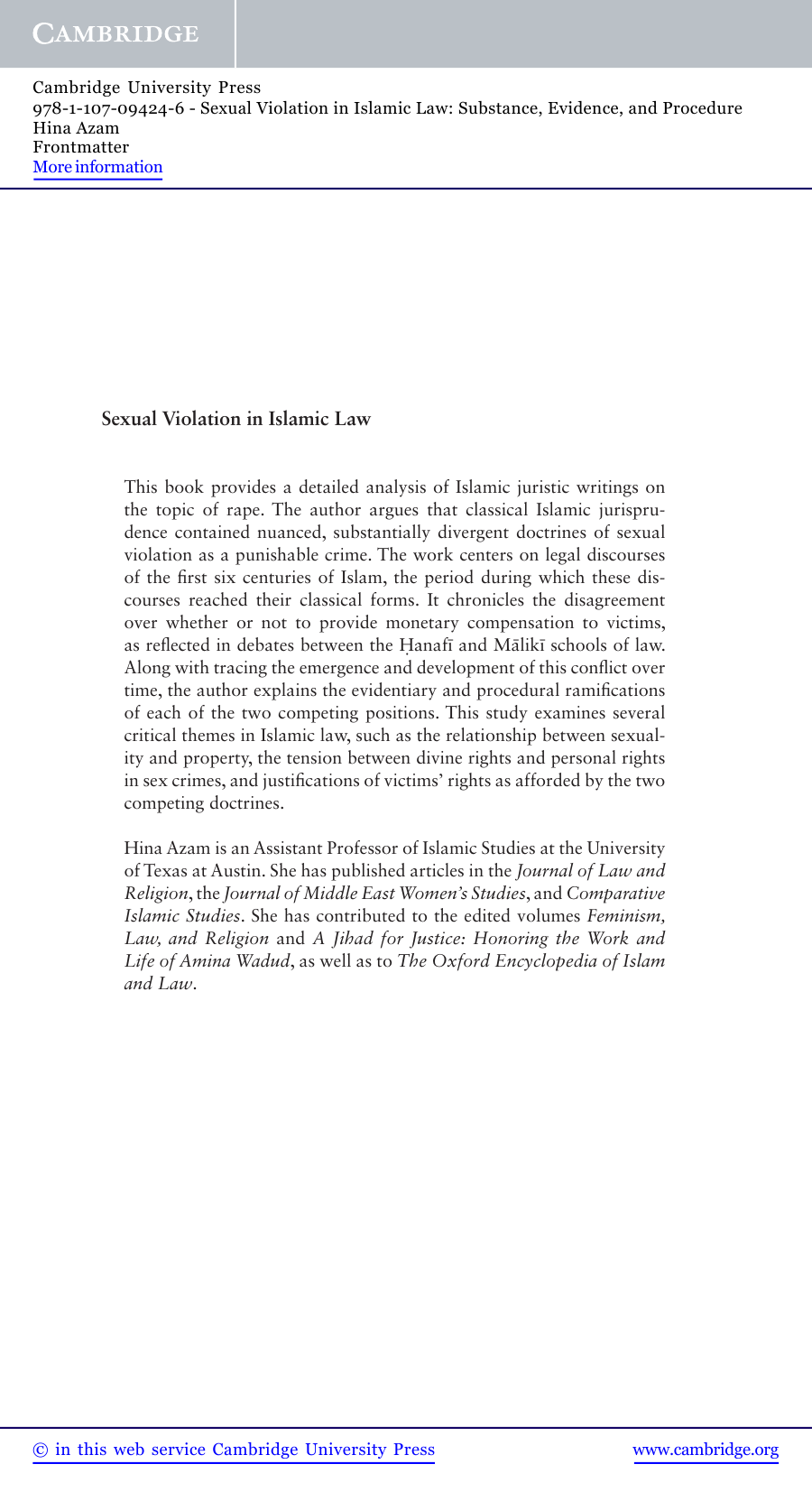 Sexual Violation in Islamic Law