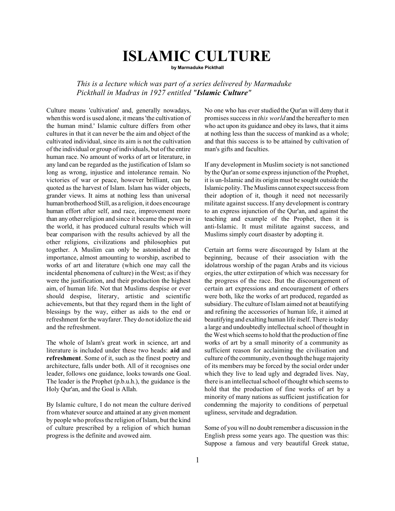 Islamic Culture