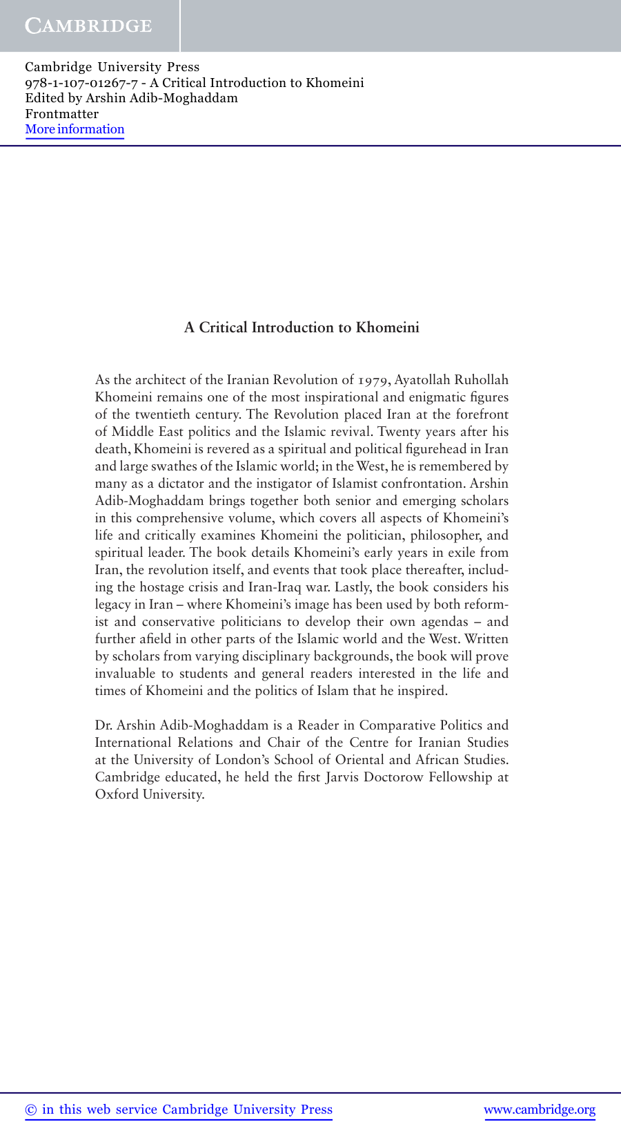 A Critical Introduction to Khomeini