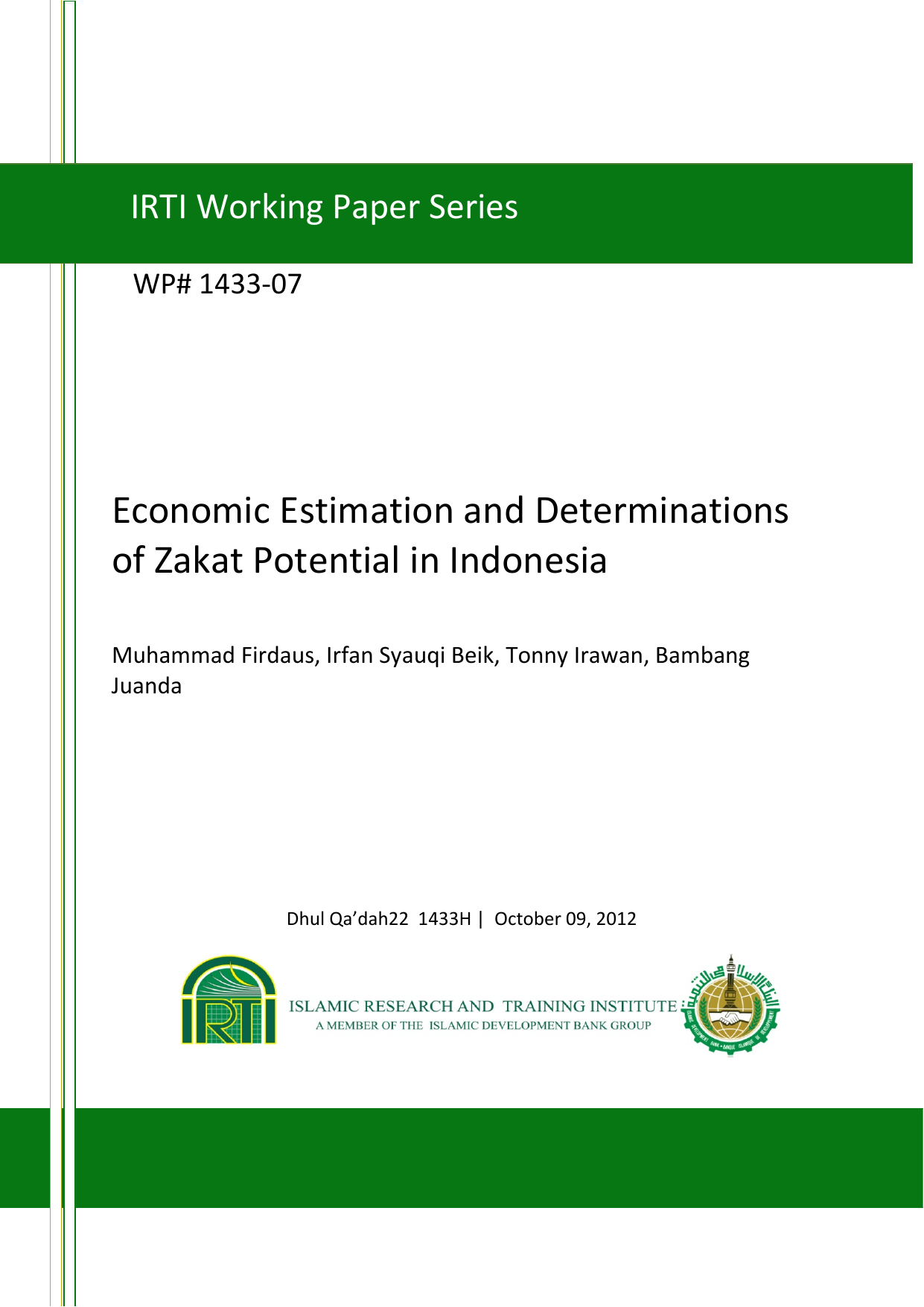 Economic Estimation and Determinations of Zakat Potential in Indonesia