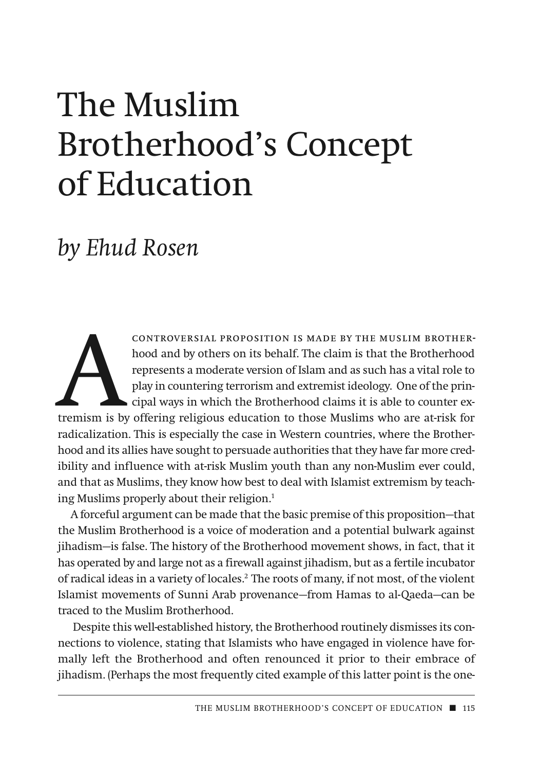 The Muslim Brotherhood’s Concept of Education