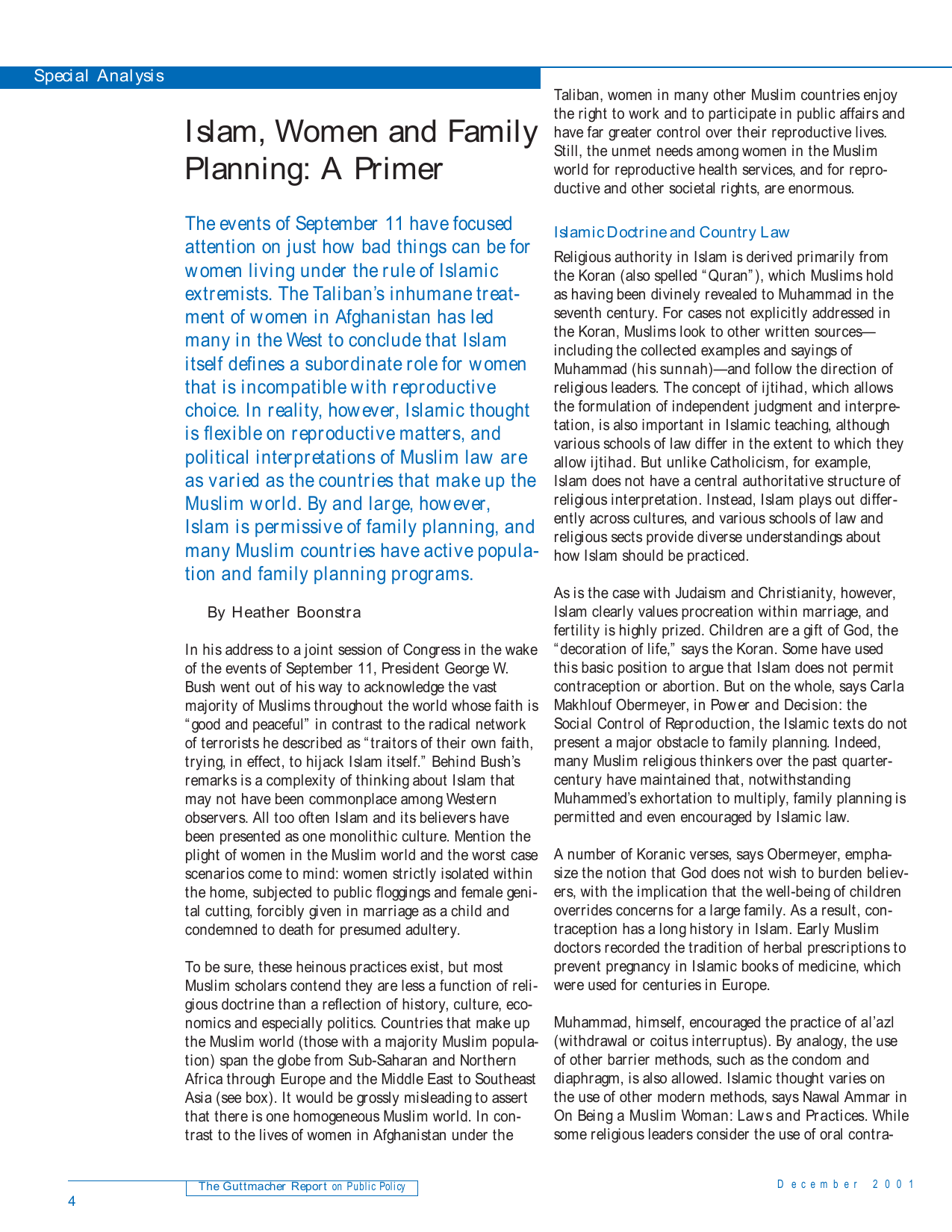 Islam, Women and Family Planning
