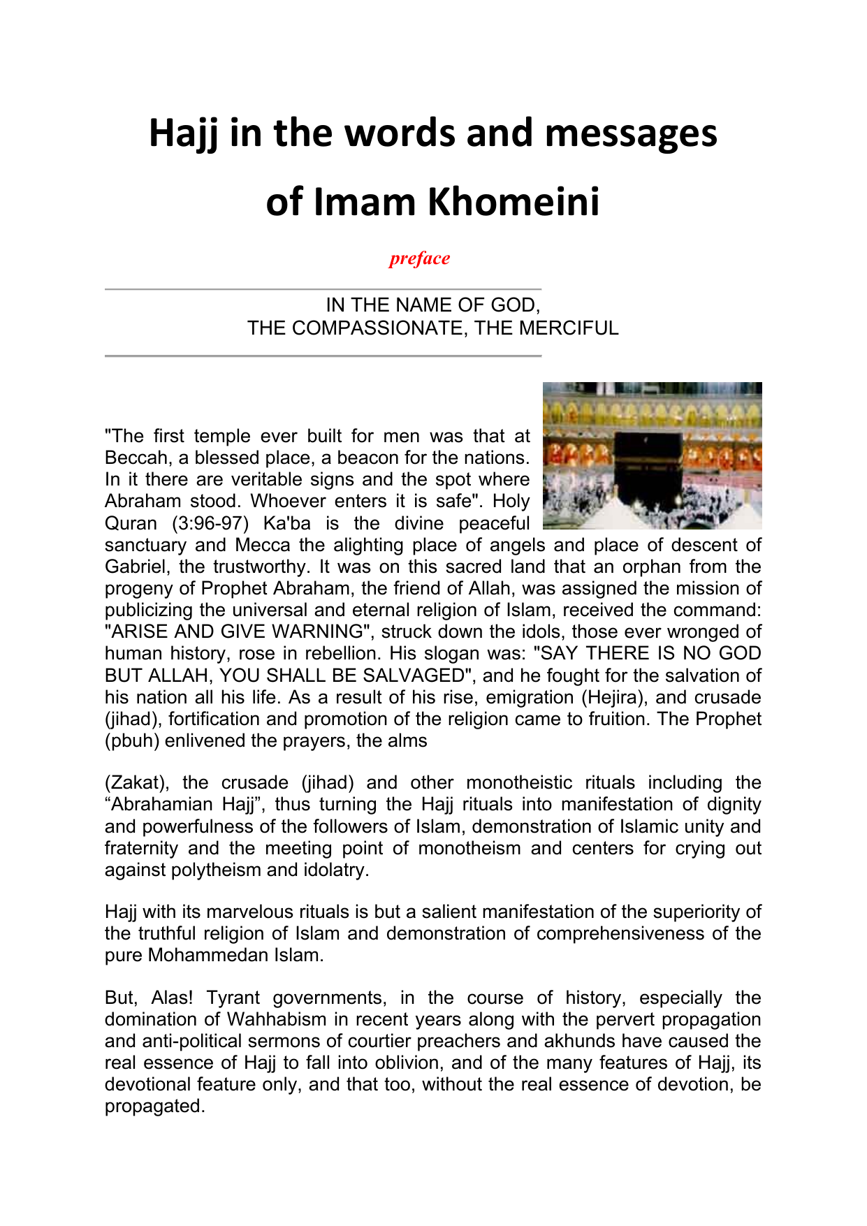 Hajj in the words and messages of Imam Khomeini