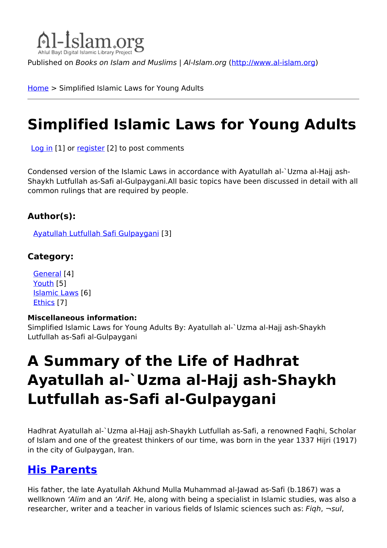 Simplified Islamic Laws for Young Adults
