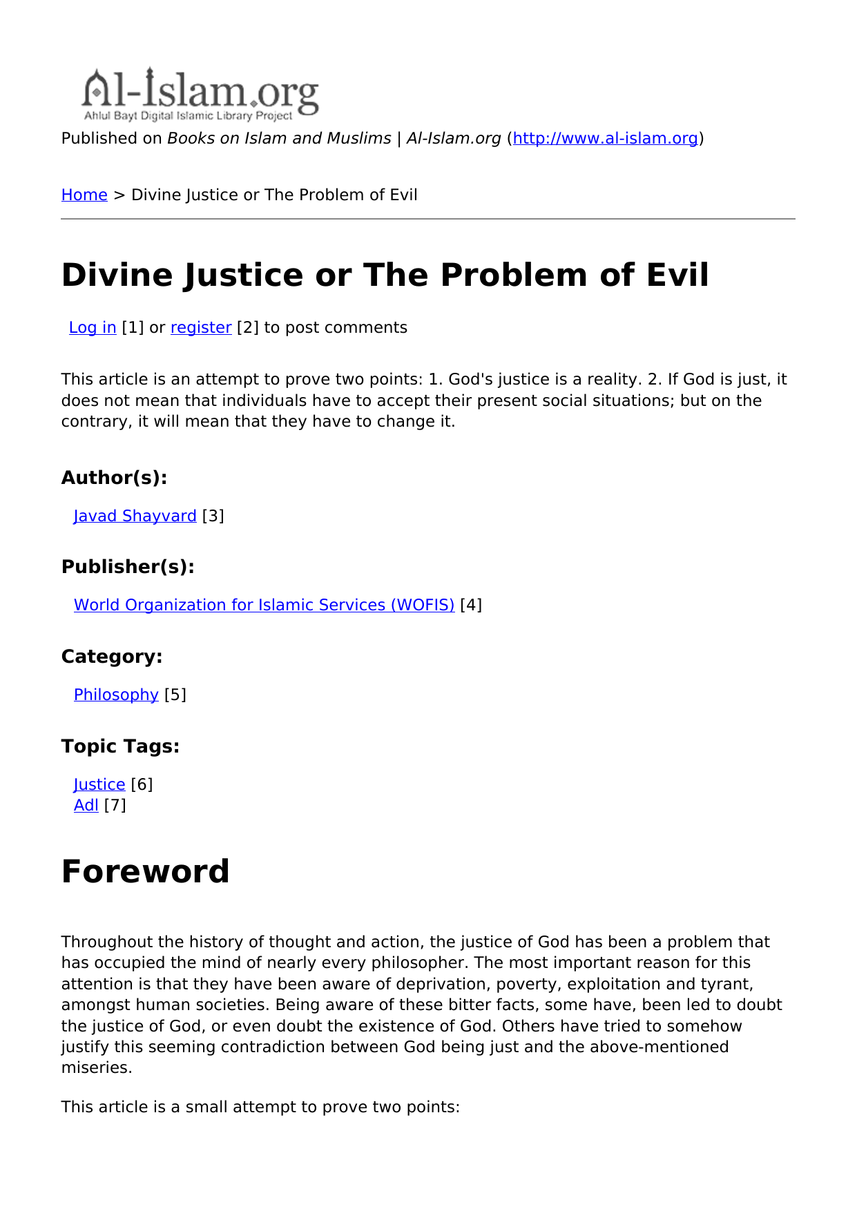 Divine Justice And The Problem Of Evil