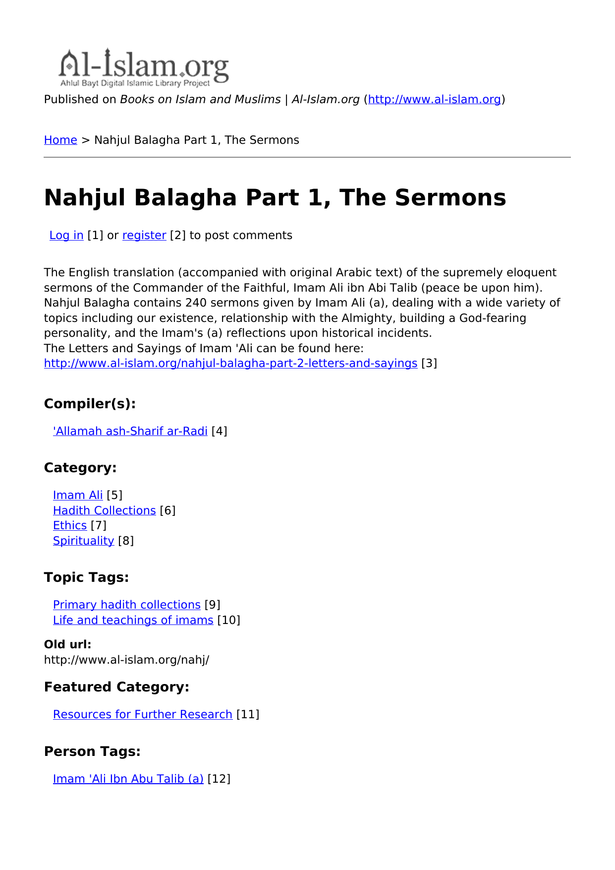 Nahjul Balagha Part 1, The Sermons