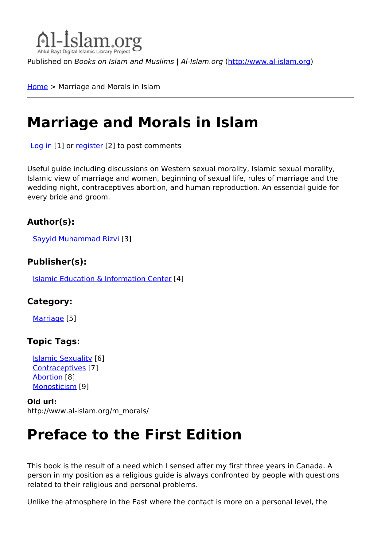 Marriage and Morals in Islam