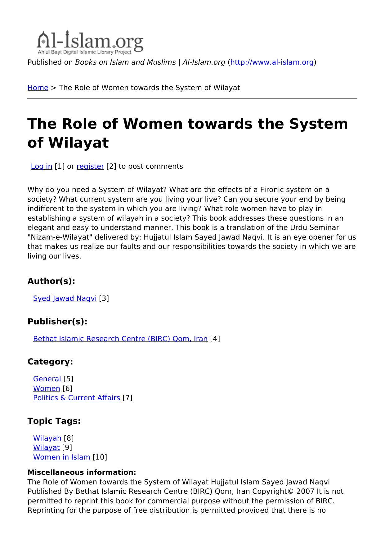 The Role Of Women Towards The System Of Wilayat