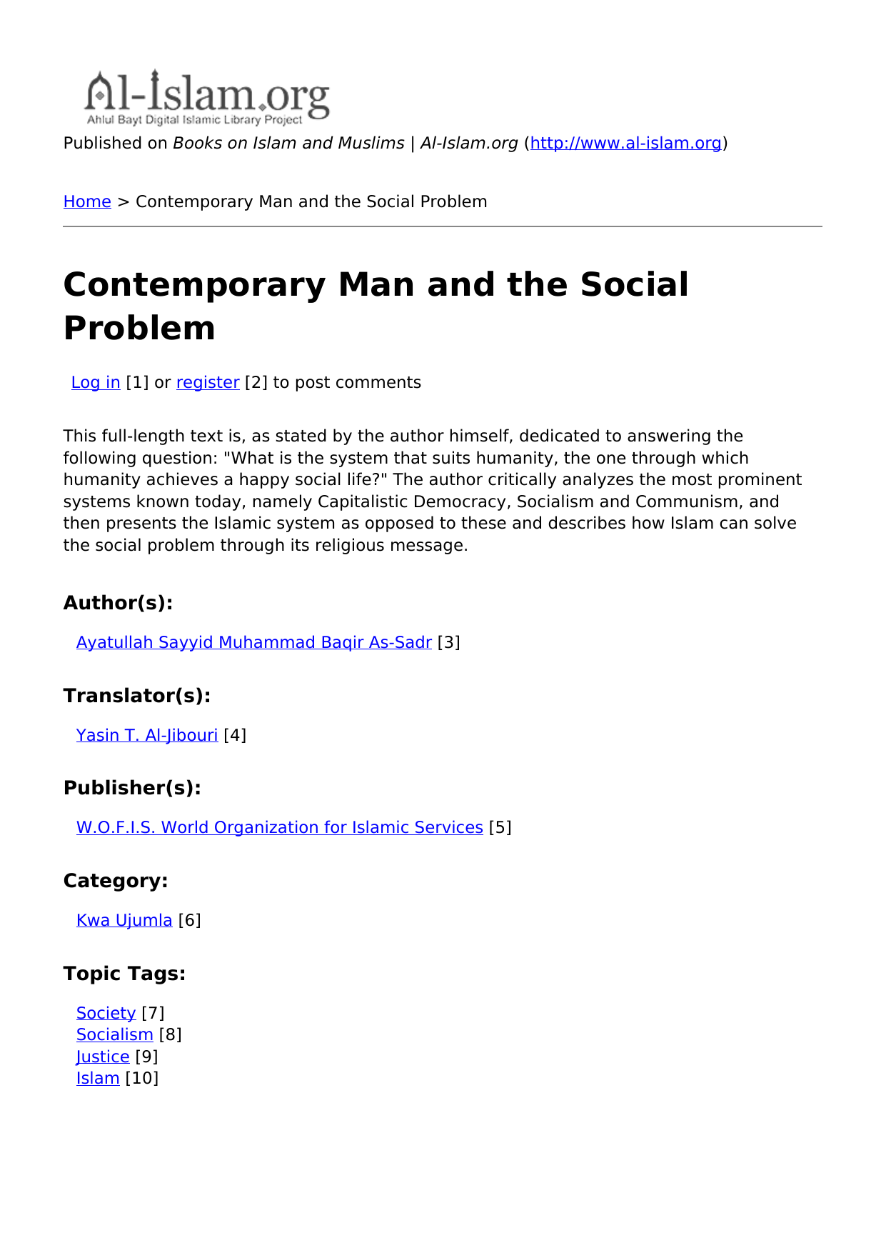 Contemporary Man And The Social Problem
