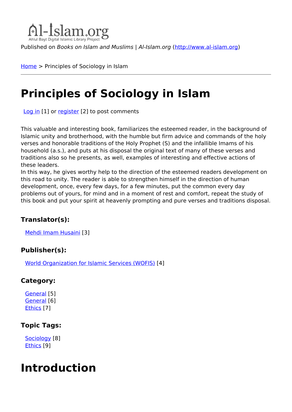 Principles of Sociology in Islam
