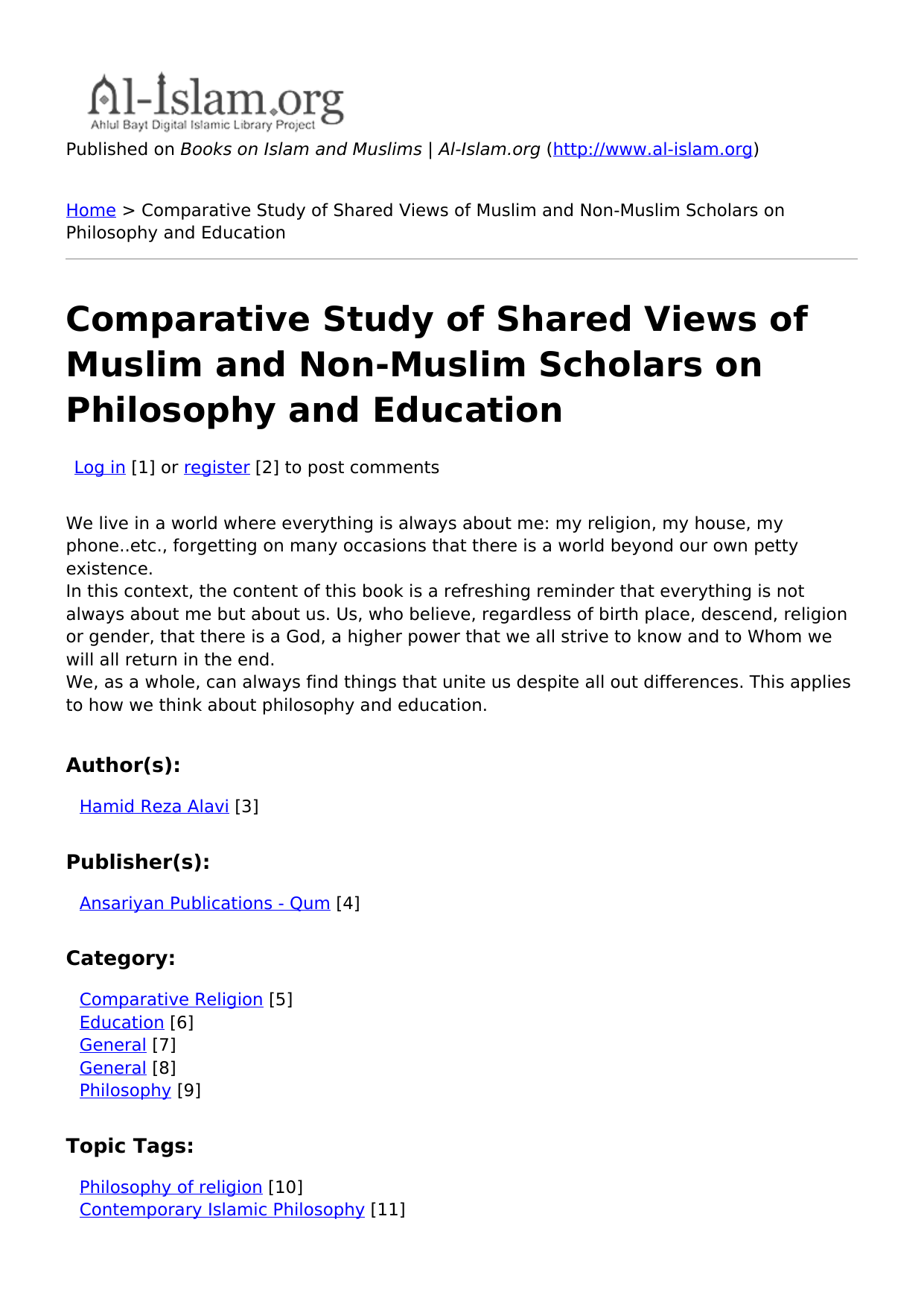Comparative Study Of Shared Views Of Muslim And Non-muslim Scholars On Philosophy And Education