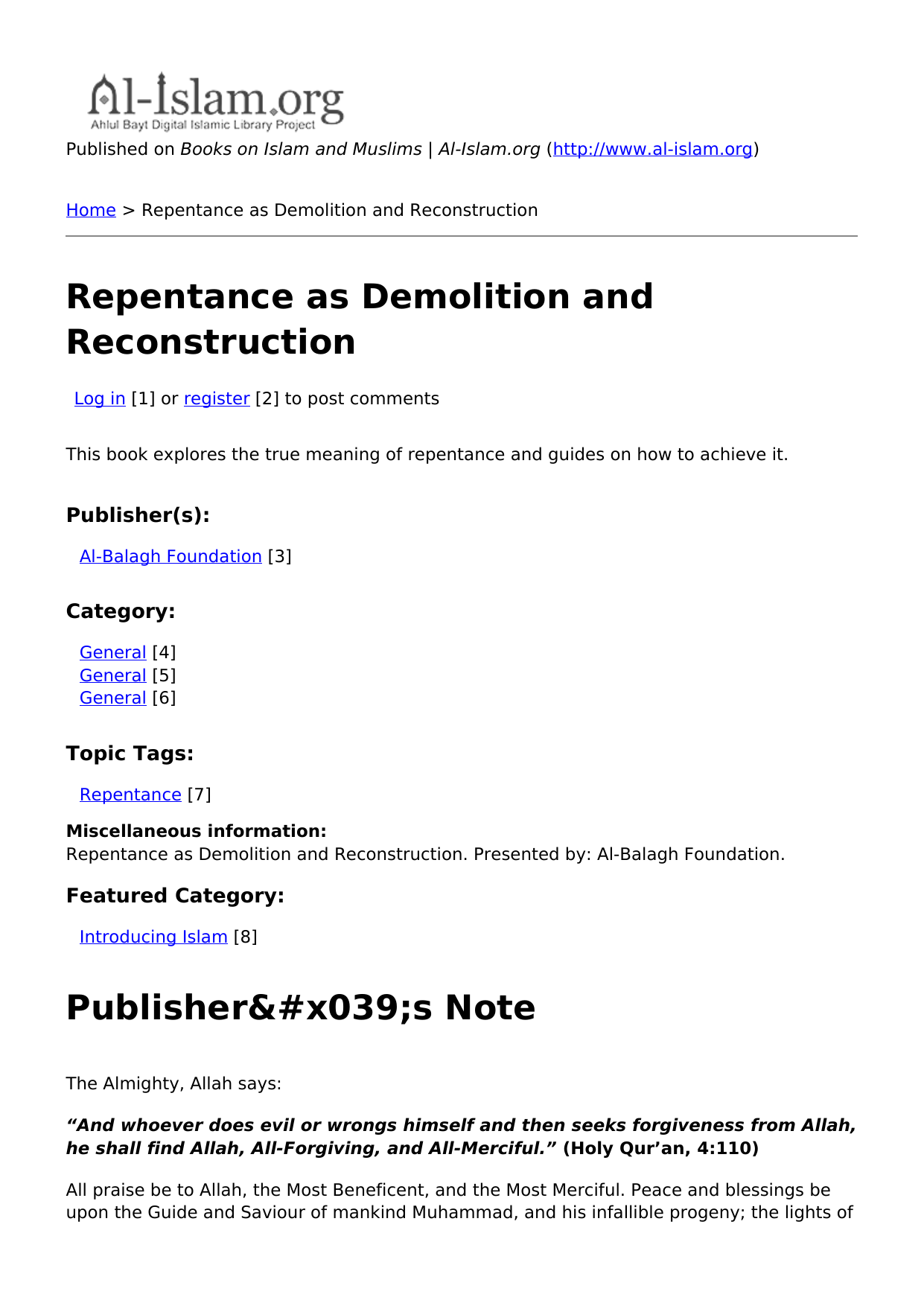 Repentance As Demolition And Reconstruction
