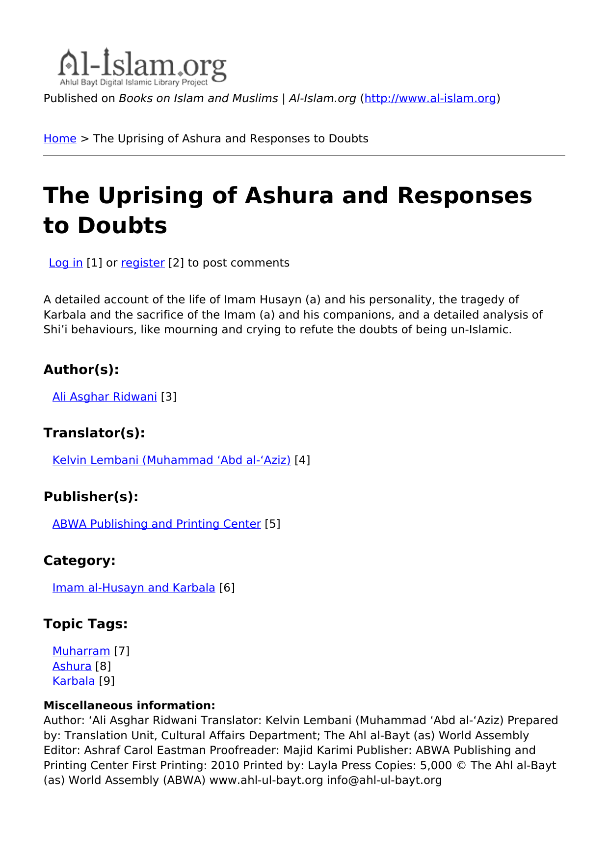 The Uprising of Ashura and Responses to Doubts