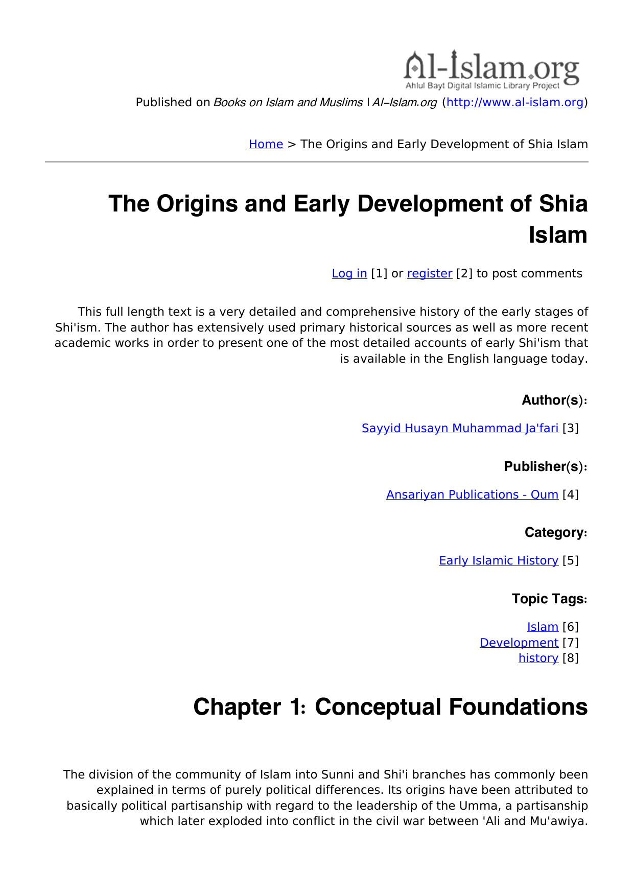 The Origins and Early Development of Shia Islam