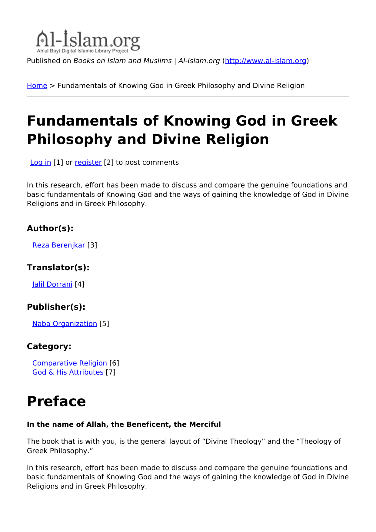 Fundamentals of Knowing God in Greek Philosophy and Divine Religion