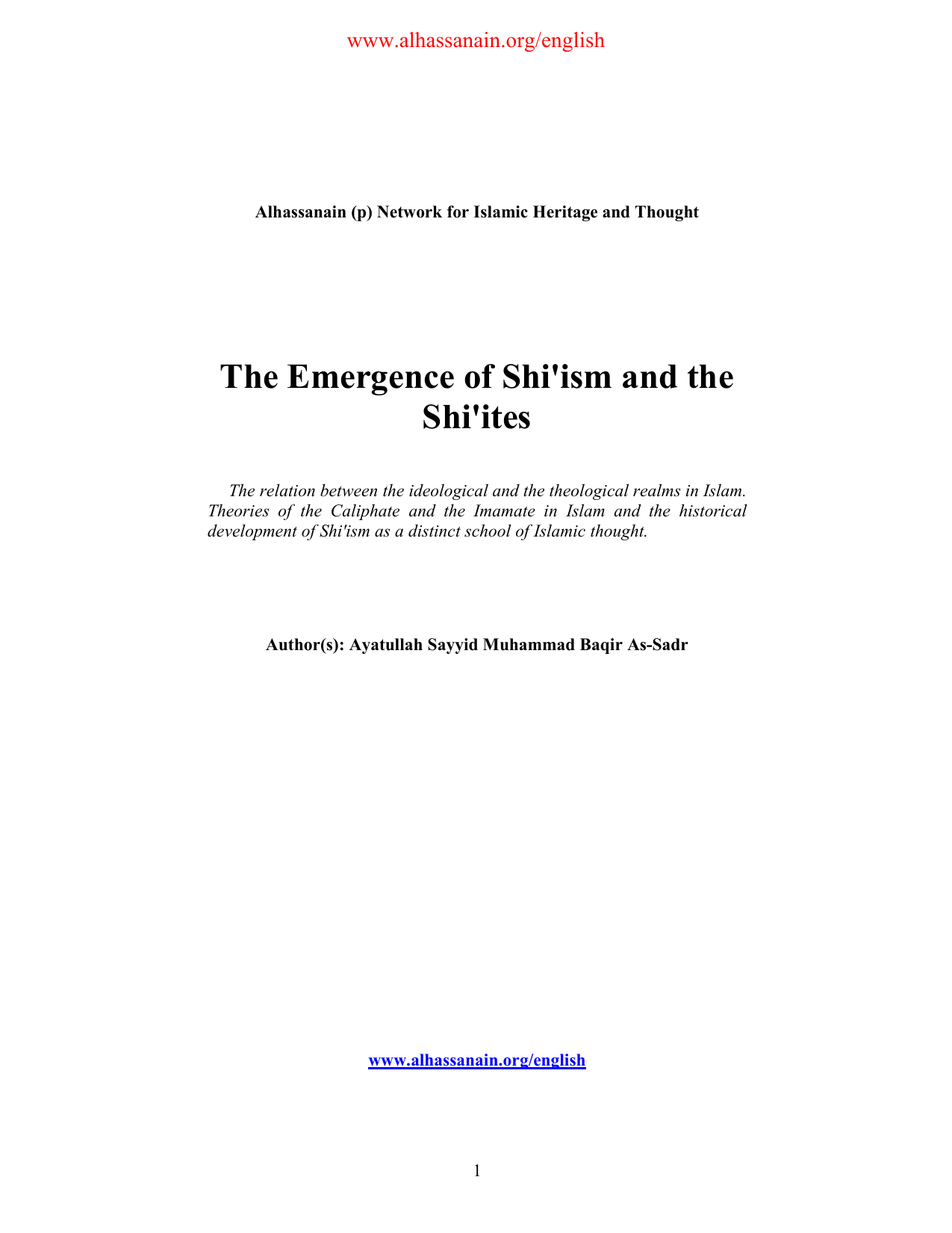 The Emergence Of Shiism And The Shiites