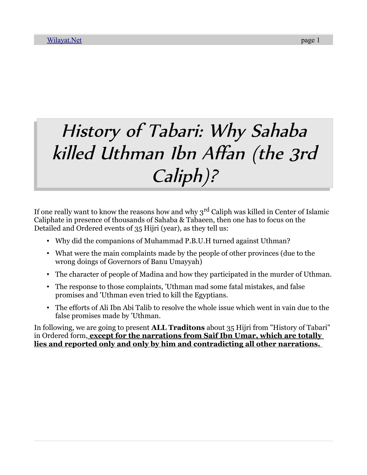 History of Tabari