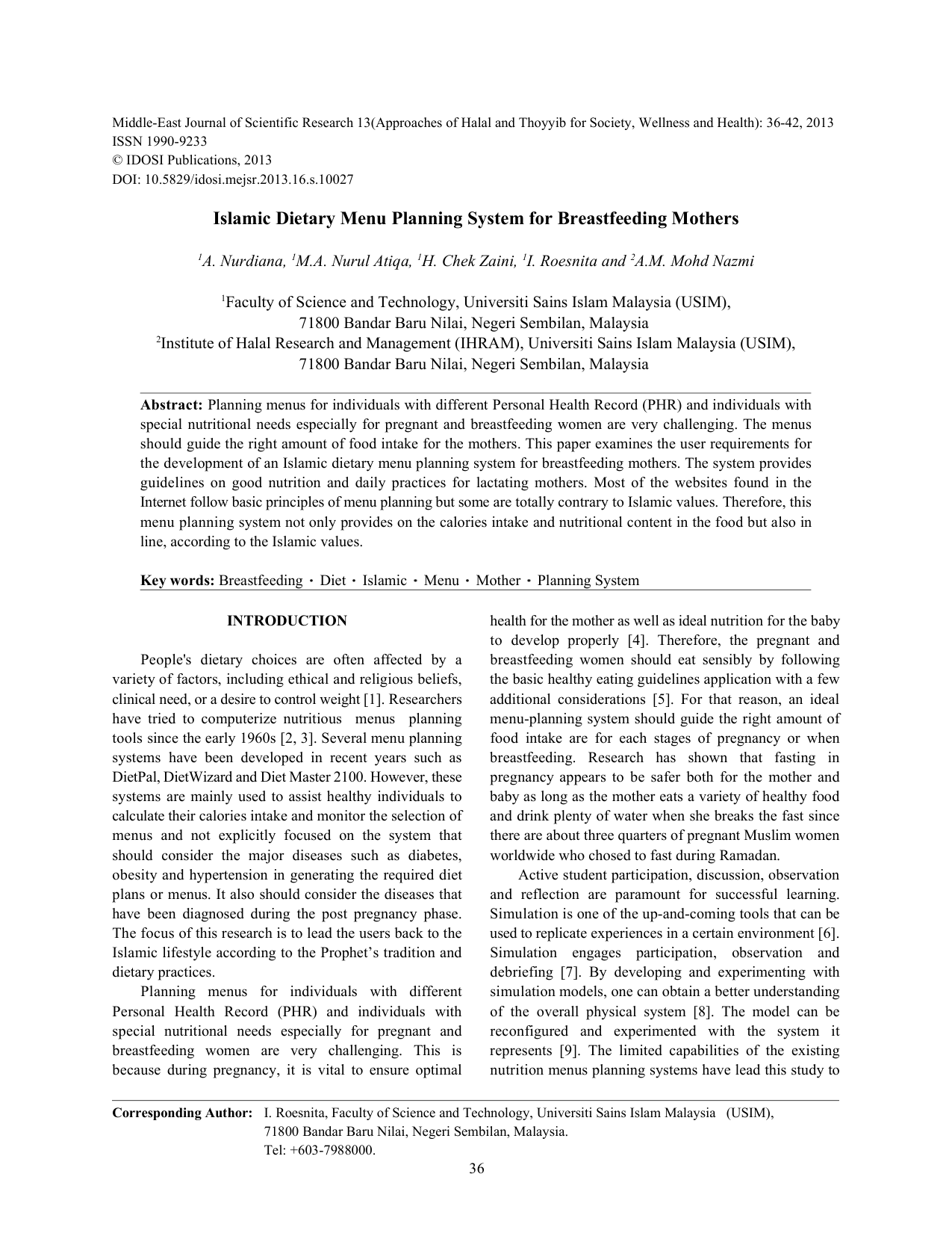 Islamic Dietary Menu Planning System For Breastfeeding Mothers