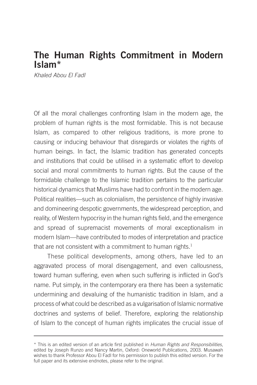 The Human Rights Commitment In Modern Islam