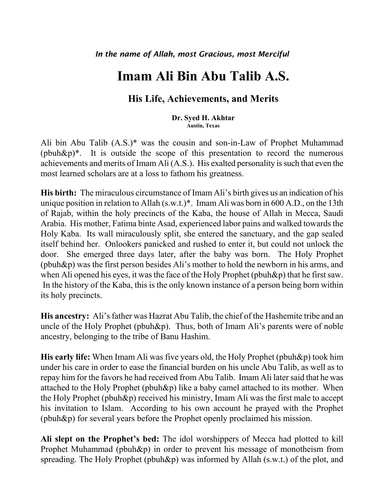 Imam Ali Bin Abu Talib (as)
