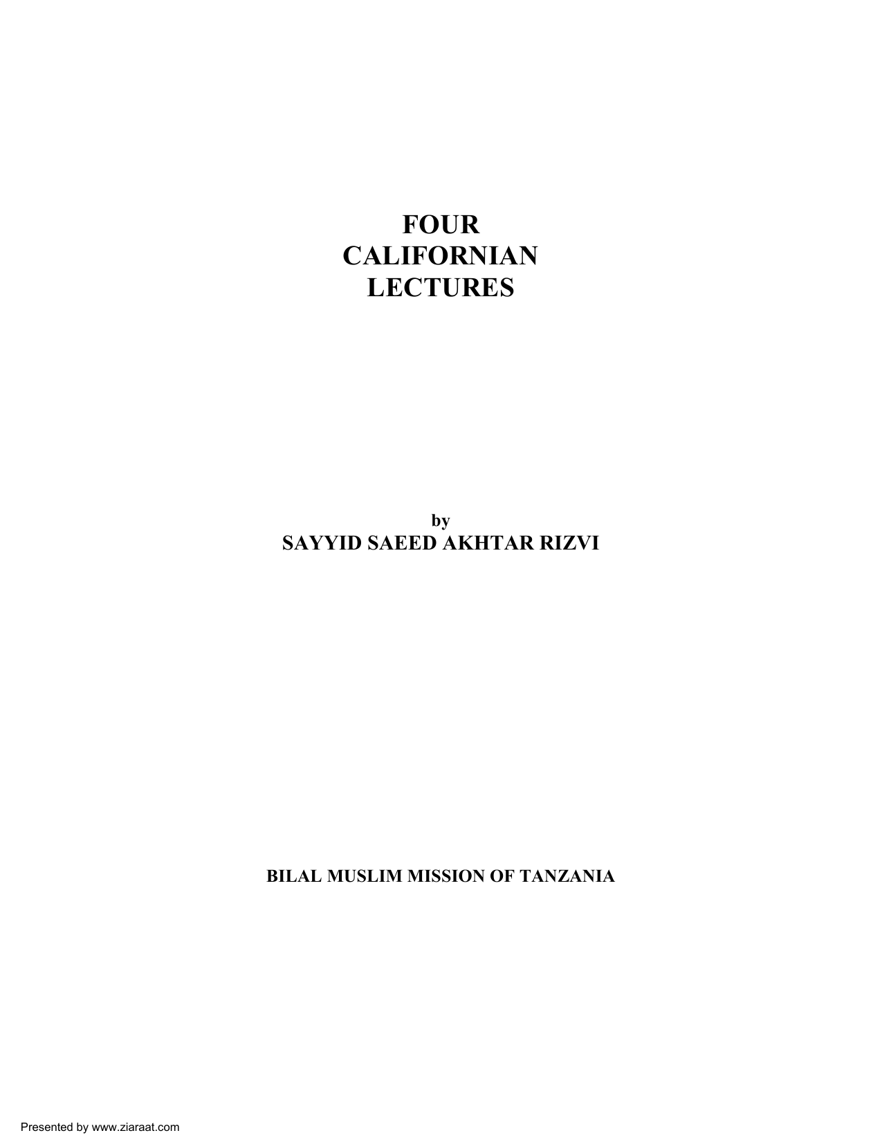 Four Californian Lectures